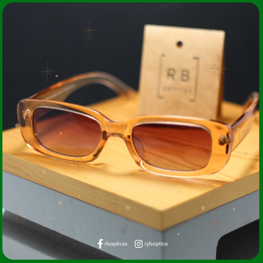 Lentes de sol rectangulares de acetato naranja translúcido