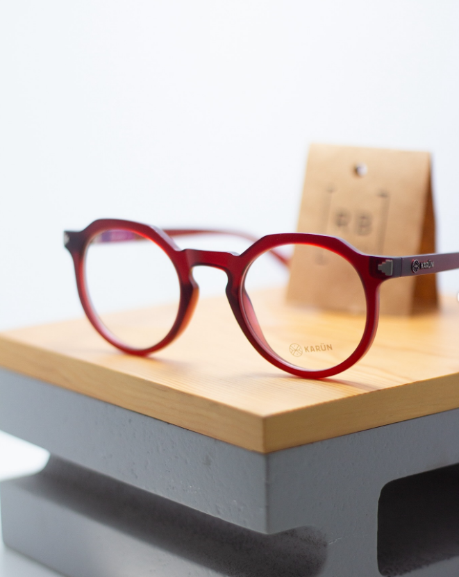 Marco óptico redondo de acetato rojo Karün